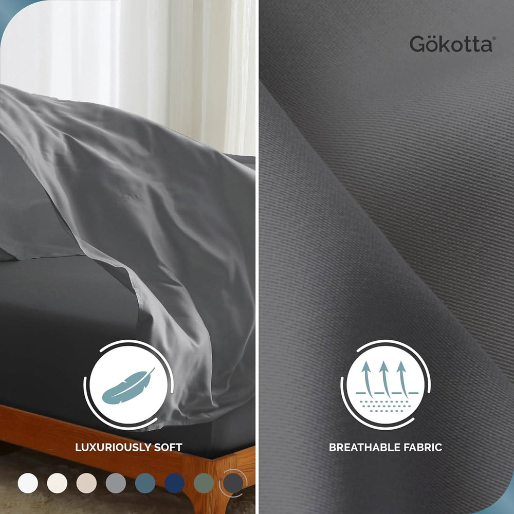 GOKOTTA Fitted Sheet Only-BreezeComfort, Dark Grey - Fitted sheet - GOKOTTA