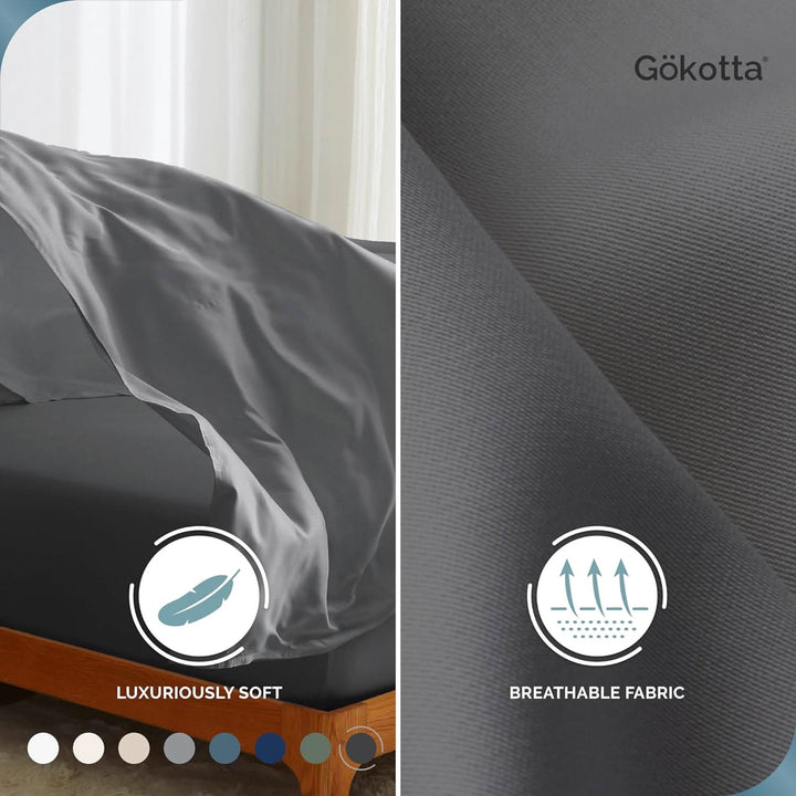 GOKOTTA Fitted Sheet Only-BreezeComfort, Dark Grey - Fitted sheet - GOKOTTA