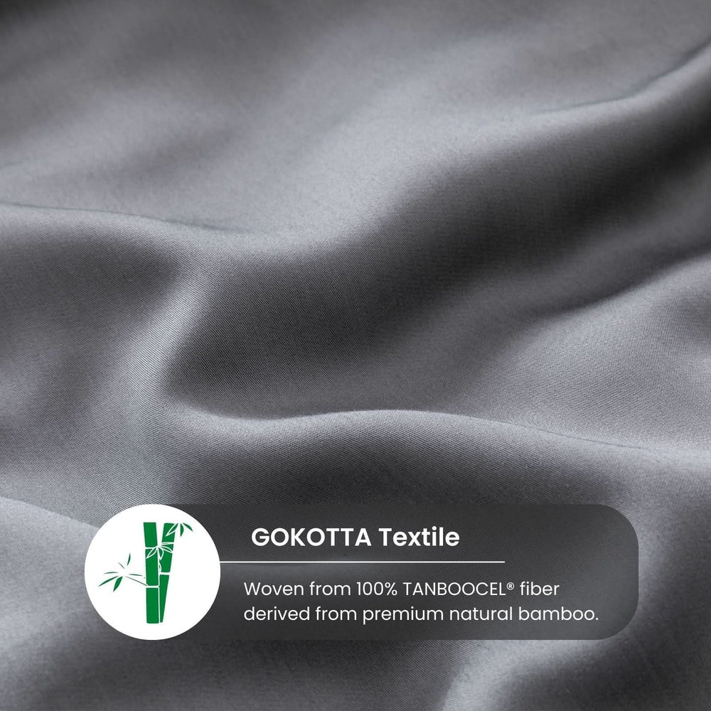 GOKOTTA Bamboo Rayon Duvet Cover Set in Dark Grey - Image 2