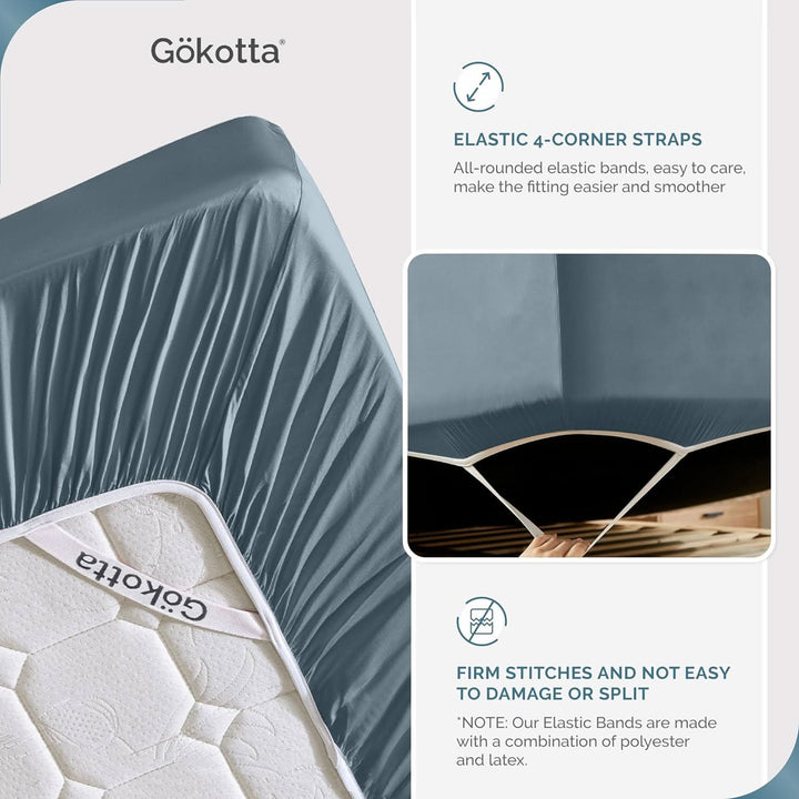 GOKOTTA Bamboo Sheet Set - BreezeComfort - Blue 6
