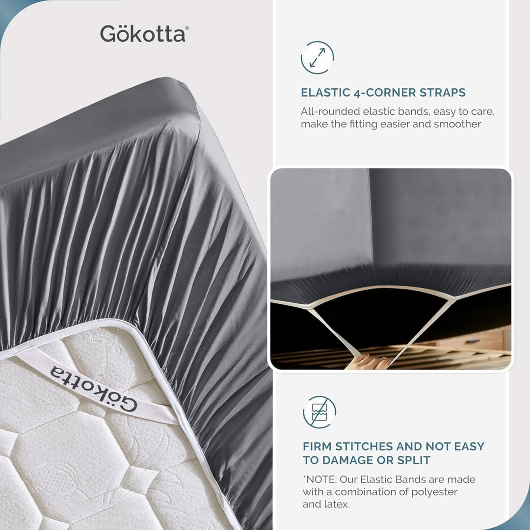 GOKOTTA Bamboo Sheet Set - BreezeComfort - Dark Grey 5