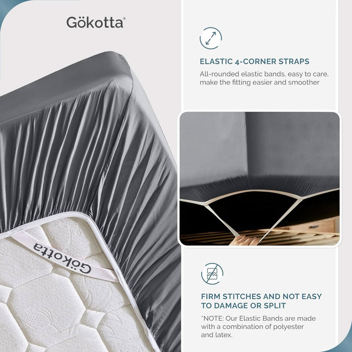 GOKOTTA Bamboo Sheet Set - BreezeComfort - Dark Grey 5