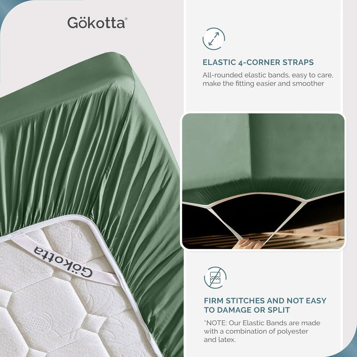 GOKOTTA Bamboo Sheet Set - BreezeComfort - Green 7