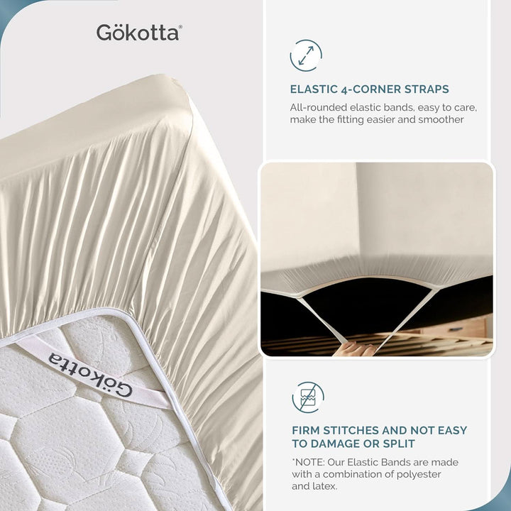 GOKOTTA Bamboo Sheet Set - BreezeComfort - Light Beige 6