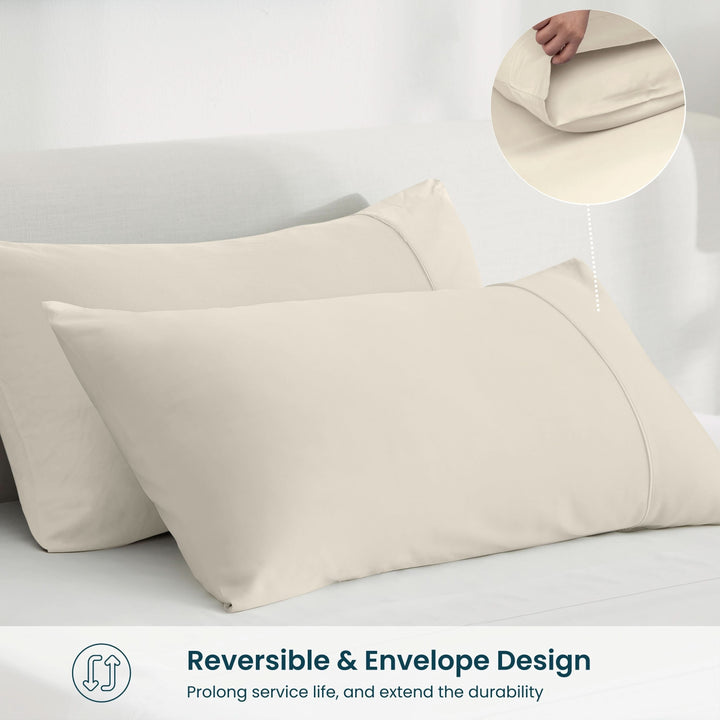 GOKOTTA Bamboo Sheet Set - BreezeComfort - Light Beige 7