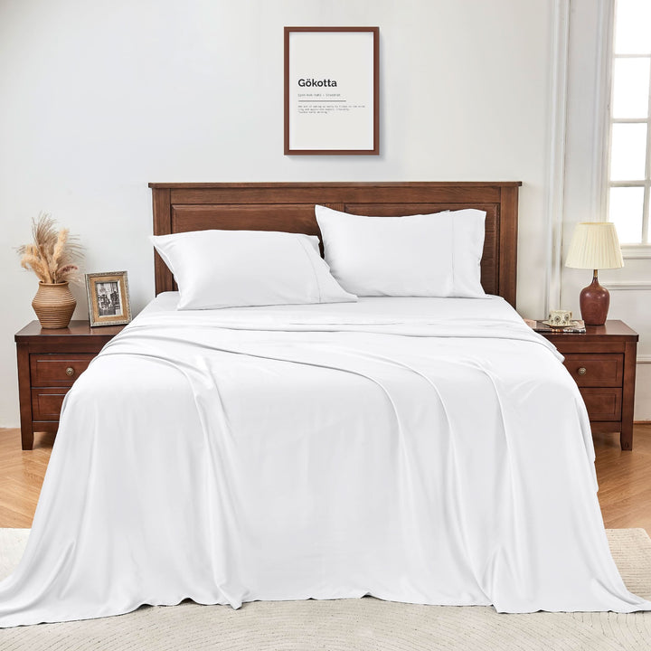 GOKOTTA Bed Sheets Set - AllSeason - Extra Deep Pocket-brightwhite3