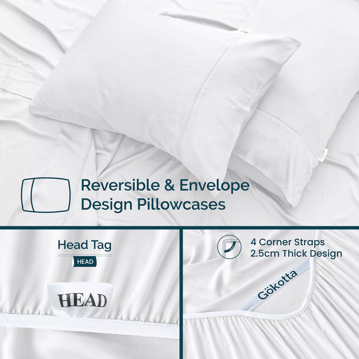 GOKOTTA Bed Sheets Set - AllSeason - Extra Deep Pocket-brightwhite5