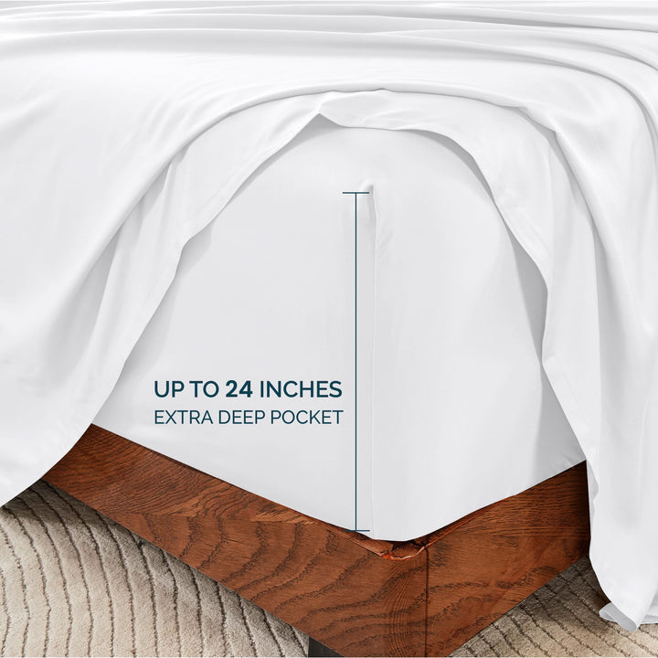 GOKOTTA Bed Sheets Set - AllSeason - Extra Deep Pocket-brightwhite6