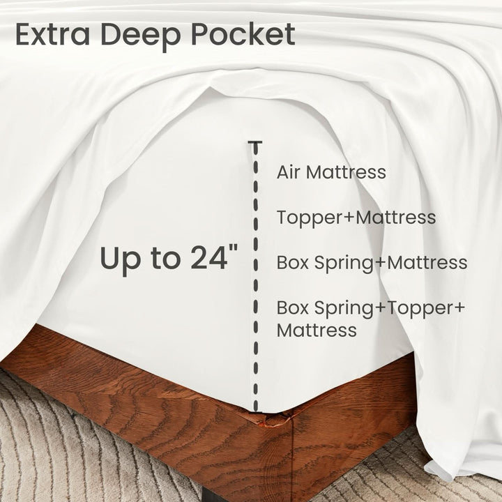 GOKOTTA Bed Sheets Set - AllSeason - Extra Deep Pocket-creamwhite1