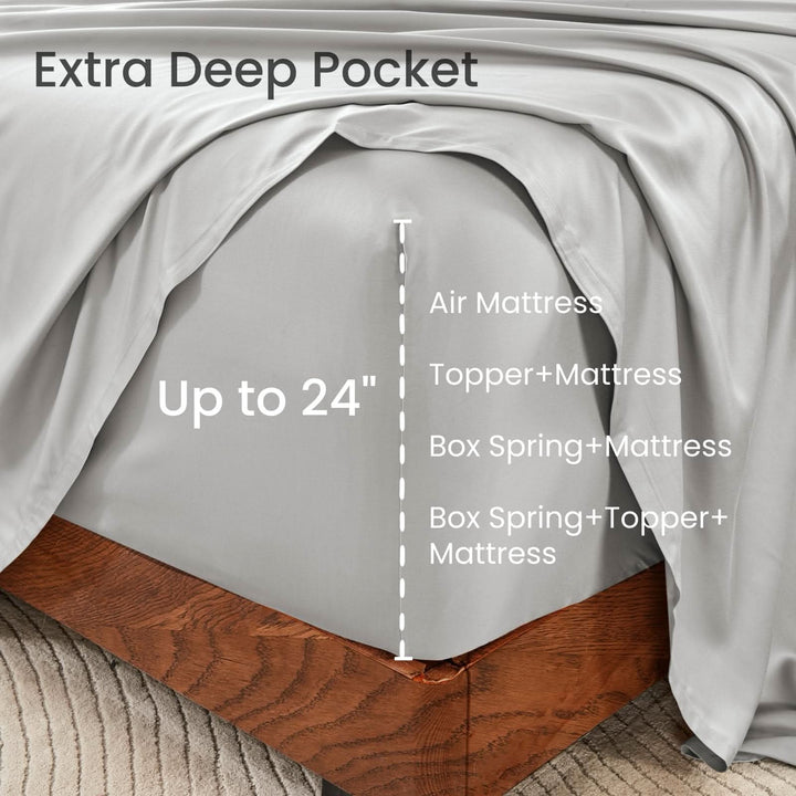GOKOTTA Bed Sheets Set - AllSeason - Extra Deep Pocket-grey5