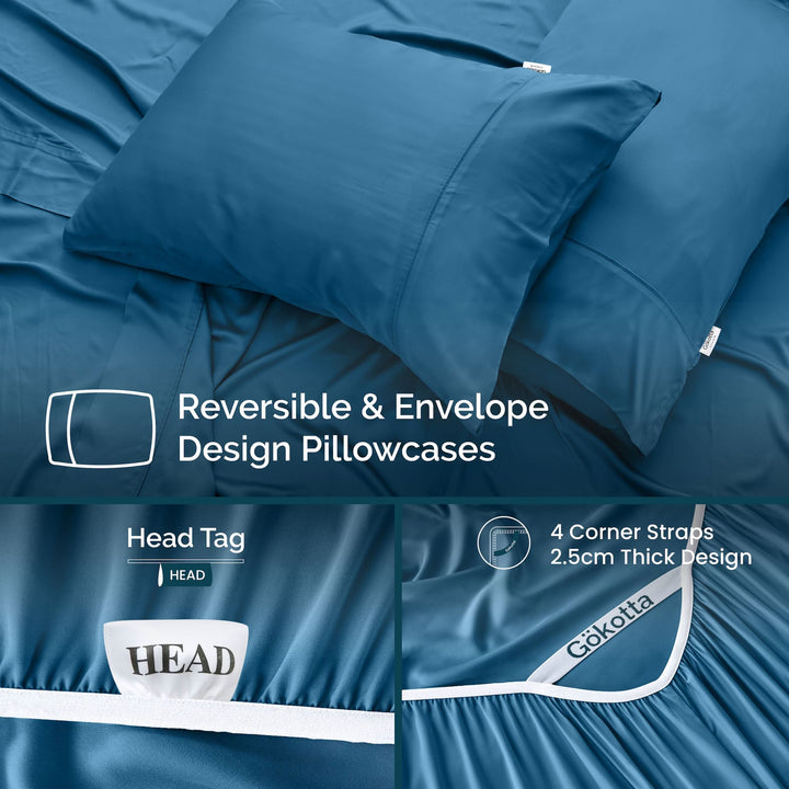 GOKOTTA Bed Sheets Set - AllSeason - Extra Deep Pocket-navyblue1