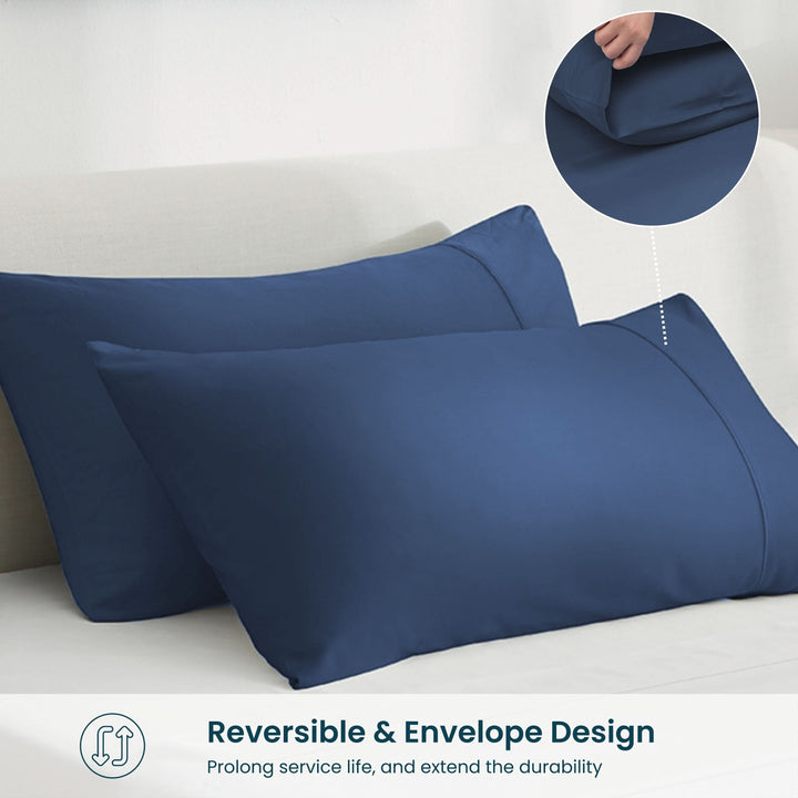 Navy Blue Bamboo Pillowcases by GOKOTTA - Image 4
