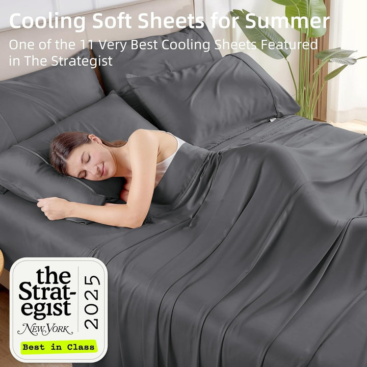 Cooling Bamboo Sheet Set, Dark Grey