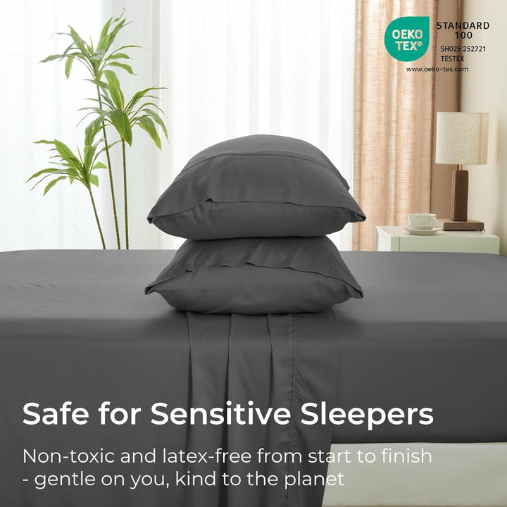 Cooling Bamboo Sheet Set, Dark Grey