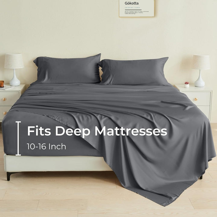 Cooling Bamboo Sheet Set, Dark Grey